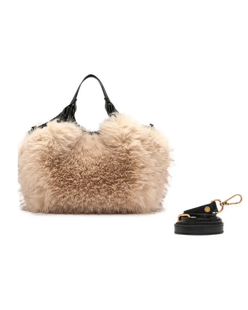 Gianni Chiarini Dua faux-fur tote bag - Nude Nude