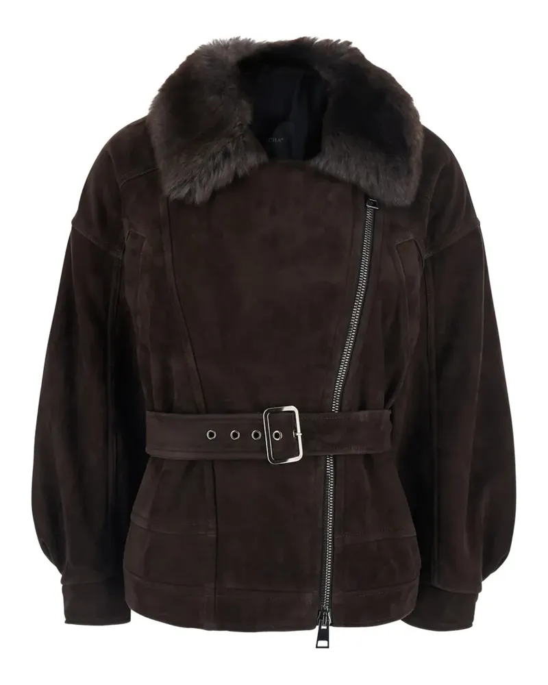 BLANCHA suede belted jacket - Braun Braun