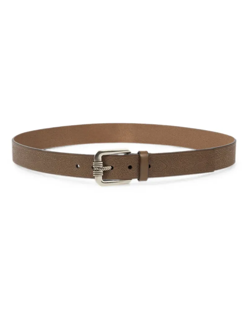 Etro leather belt with engraved motif - Braun Braun
