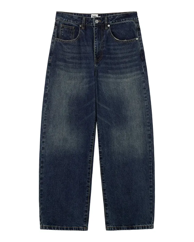 b+ab Ausgeblichene Wide-Leg-Jeans - Blau Blau