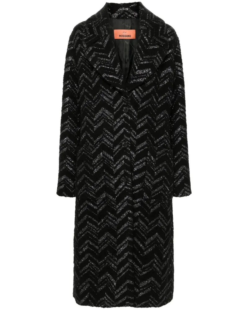 Missoni Bouclé-Mantel mit Zickzackmuster - Schwarz Schwarz