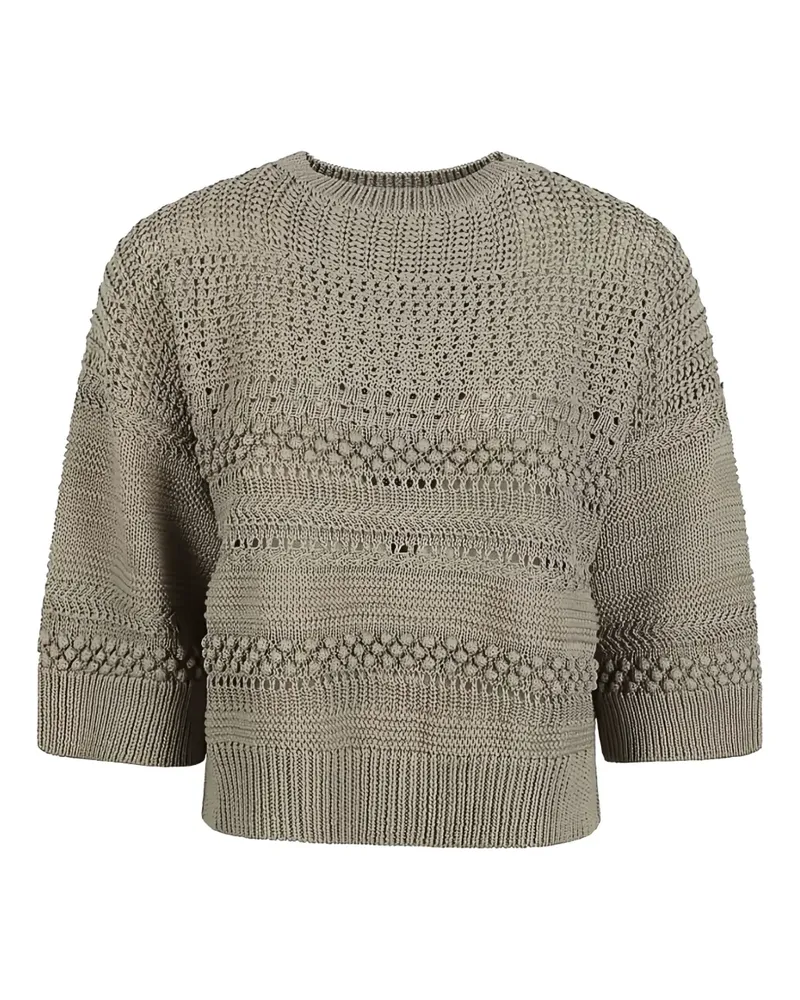 Fabiana Filippi Cropped-Pullover in Lochstrick - Nude Nude