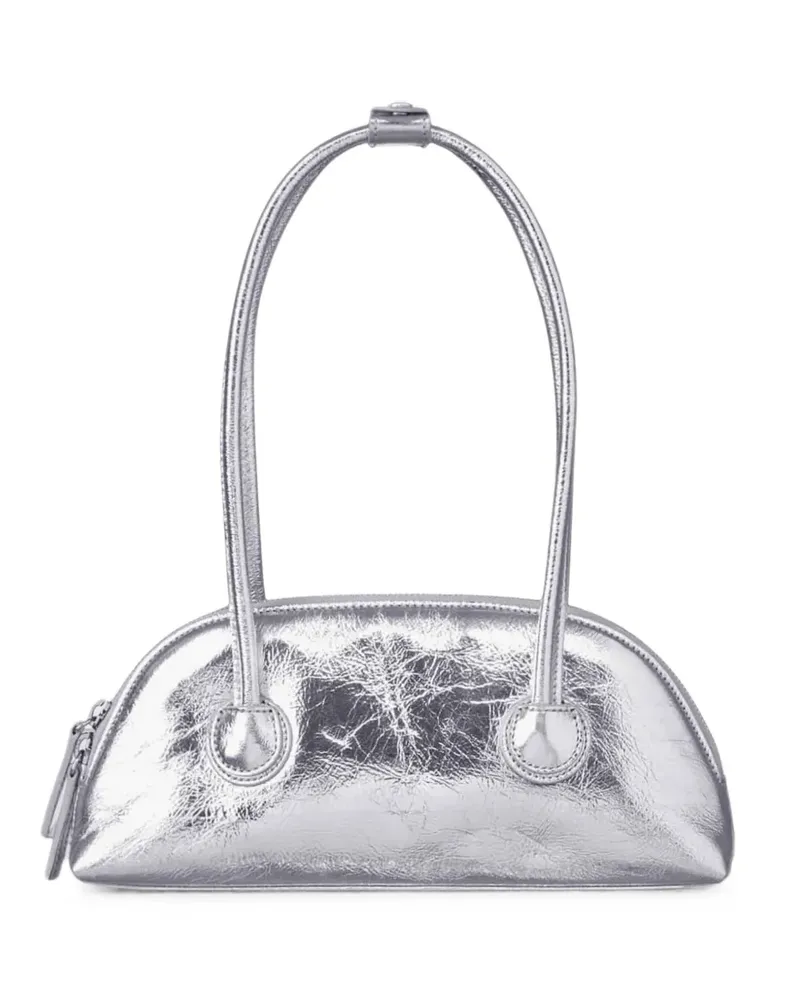 Marge Sherwood mini crinkled-leather crescent tote bag - Silber Silber