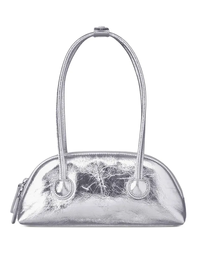 Marge Sherwood Mini Crescent Tote Bag aus Leder mit Knitteroptik - Silber Silber