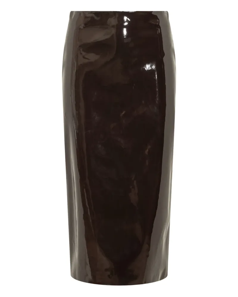 MSGM vinyl midi skirt - Braun Braun