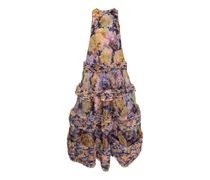 Luna floral-print ruffled MAXI dress - Violett