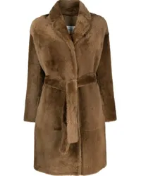 Yves Salomon Einreihiger Shearling-Mantel Braun