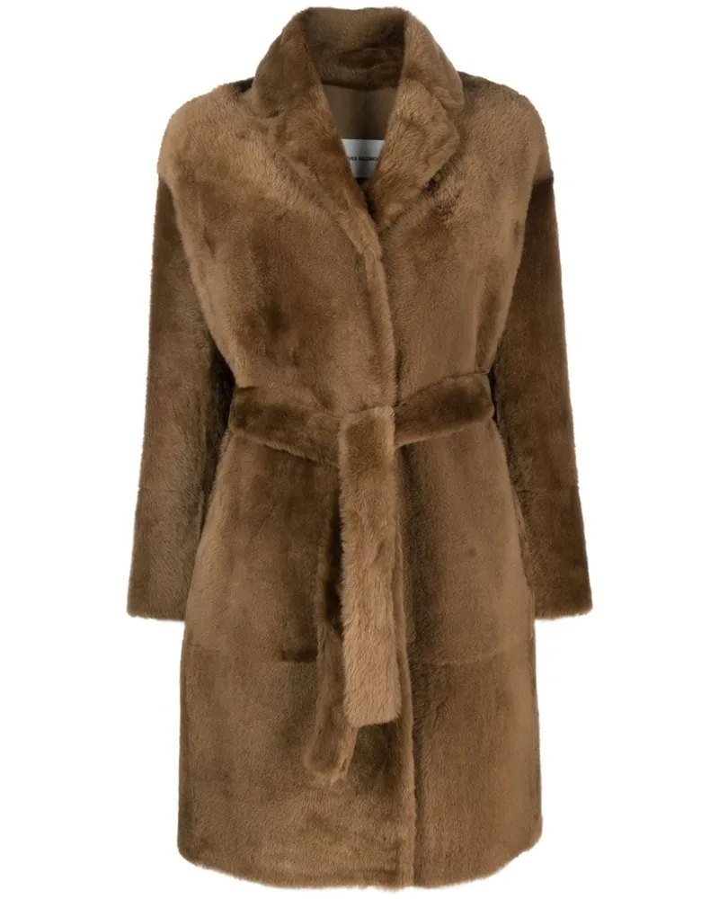 Yves Salomon Einreihiger Shearling-Mantel - Braun Braun