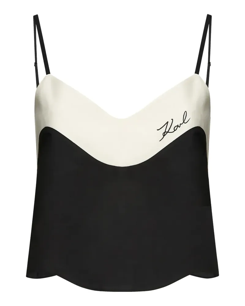 Karl Lagerfeld Signature Strandtop mit Wellensaum - Schwarz Schwarz