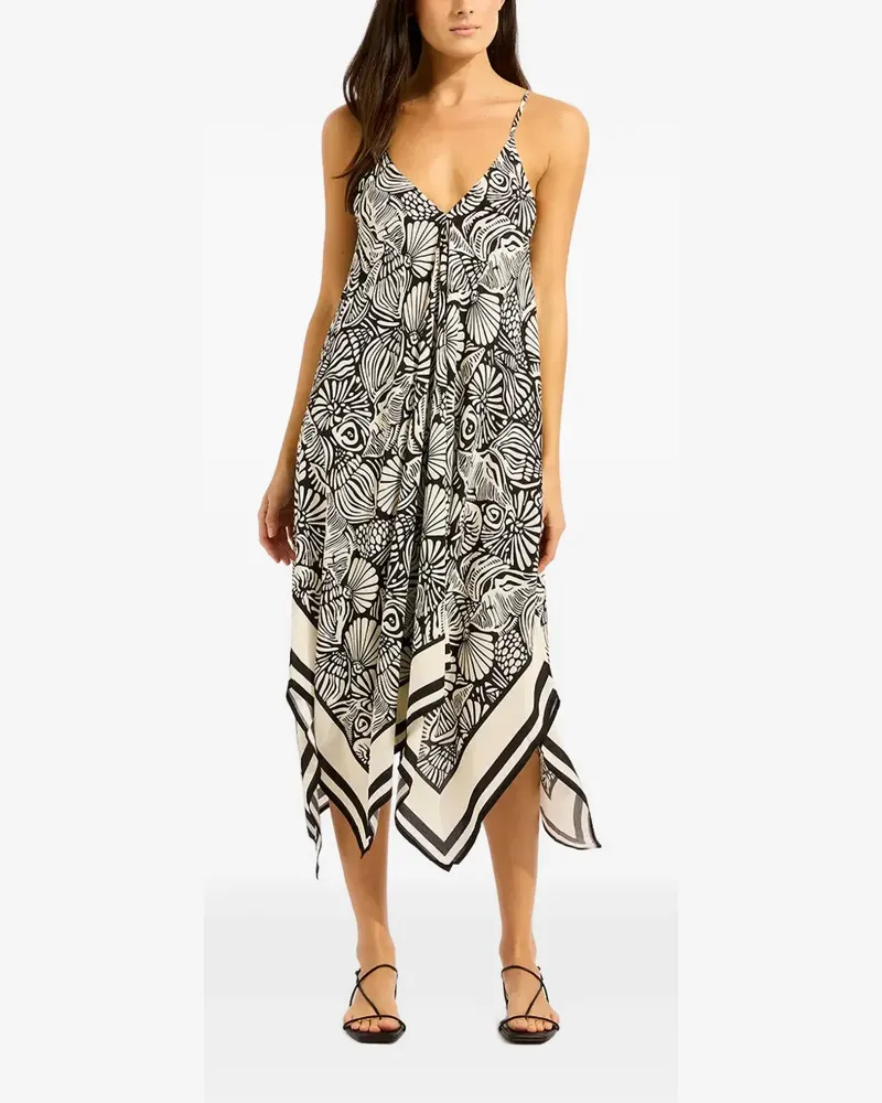 Seafolly Australia Maxikleid mit Print - Weiß Weiß