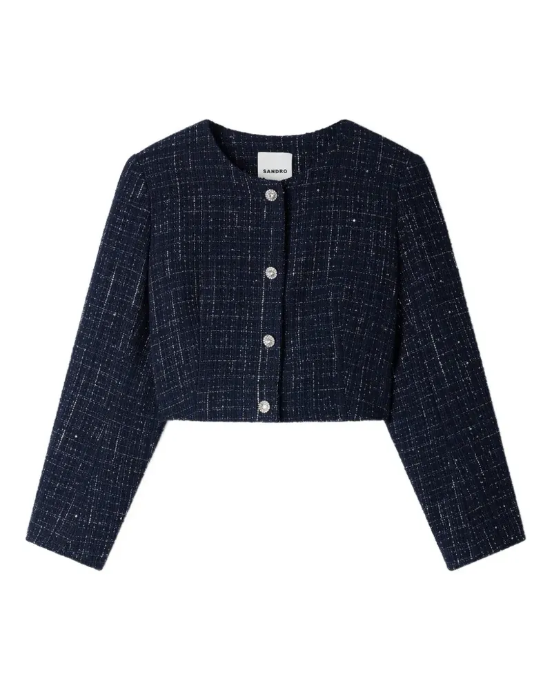 Sandro Cropped-Jacke mit Tweed-Effekt - Blau Blau
