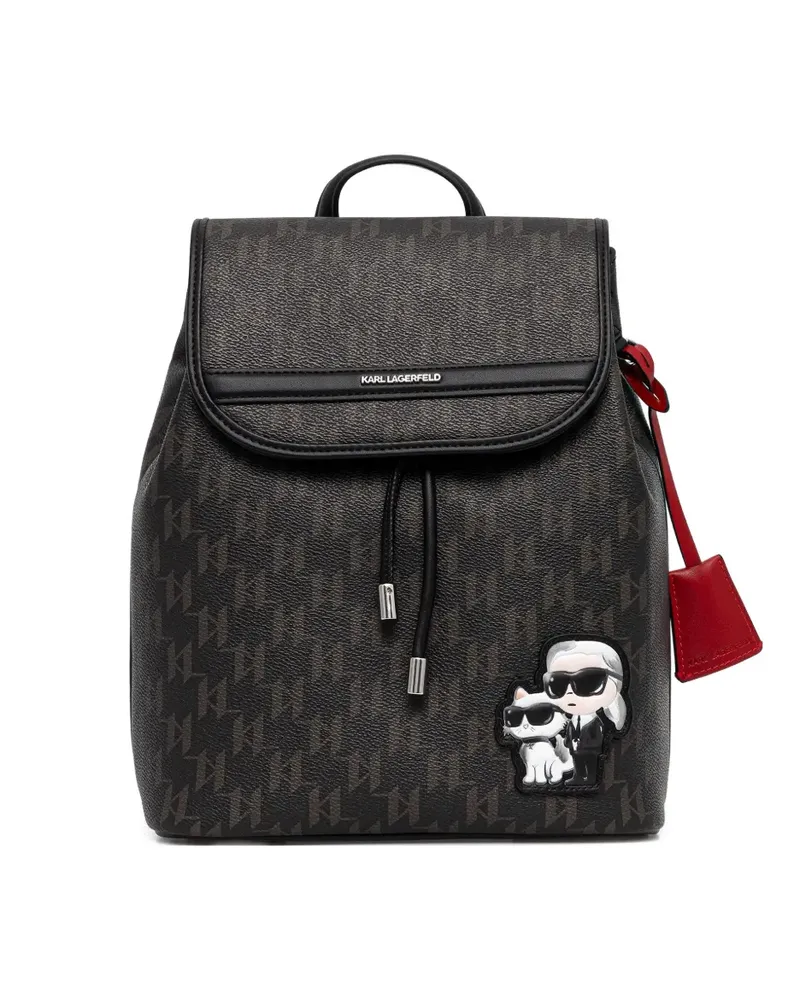 Karl Lagerfeld logo-appliqué monogram backpack - Braun Braun