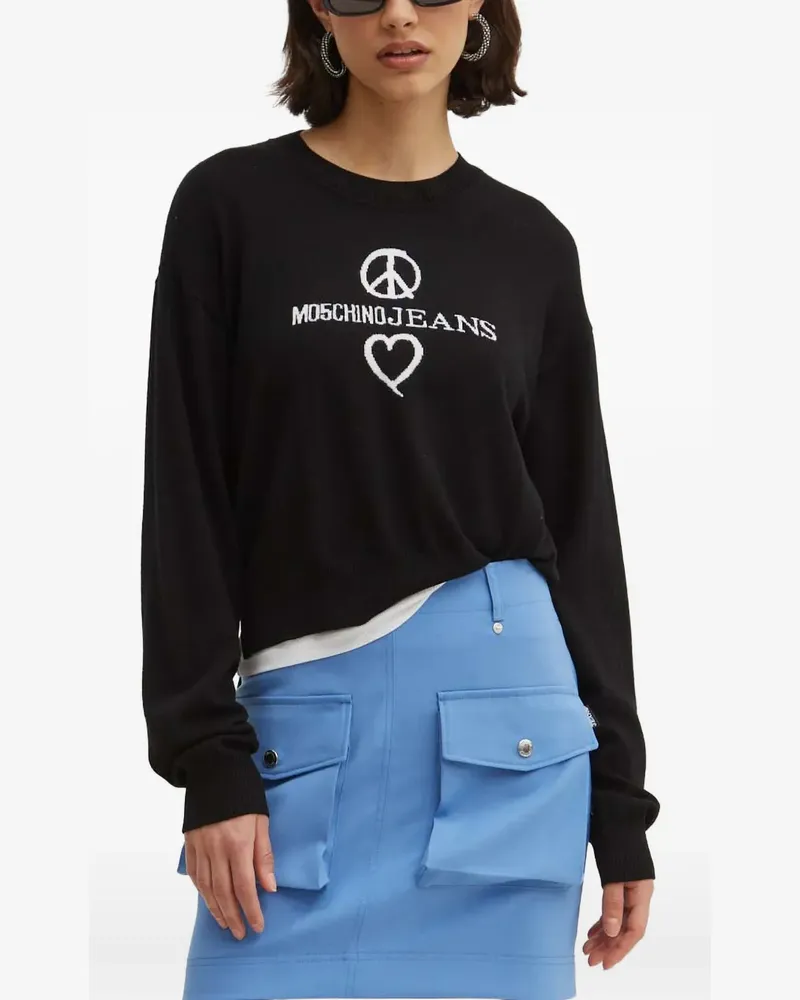 Moschino heart-detail long-sleeve sweater - Schwarz Schwarz