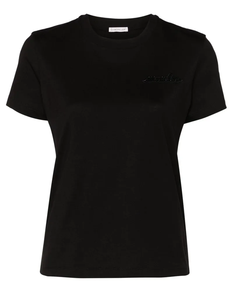 Moncler T-Shirt mit Logo-Verzierung - Schwarz Schwarz
