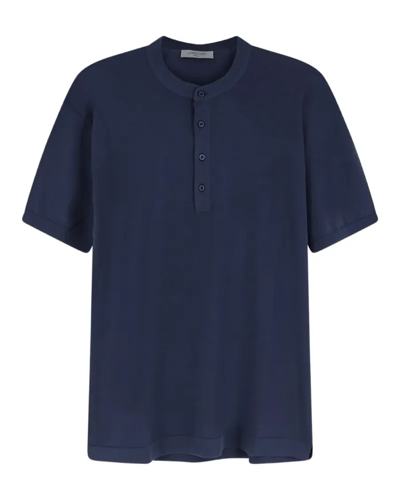 Corneliani collarless polo shirt - Blau Blau