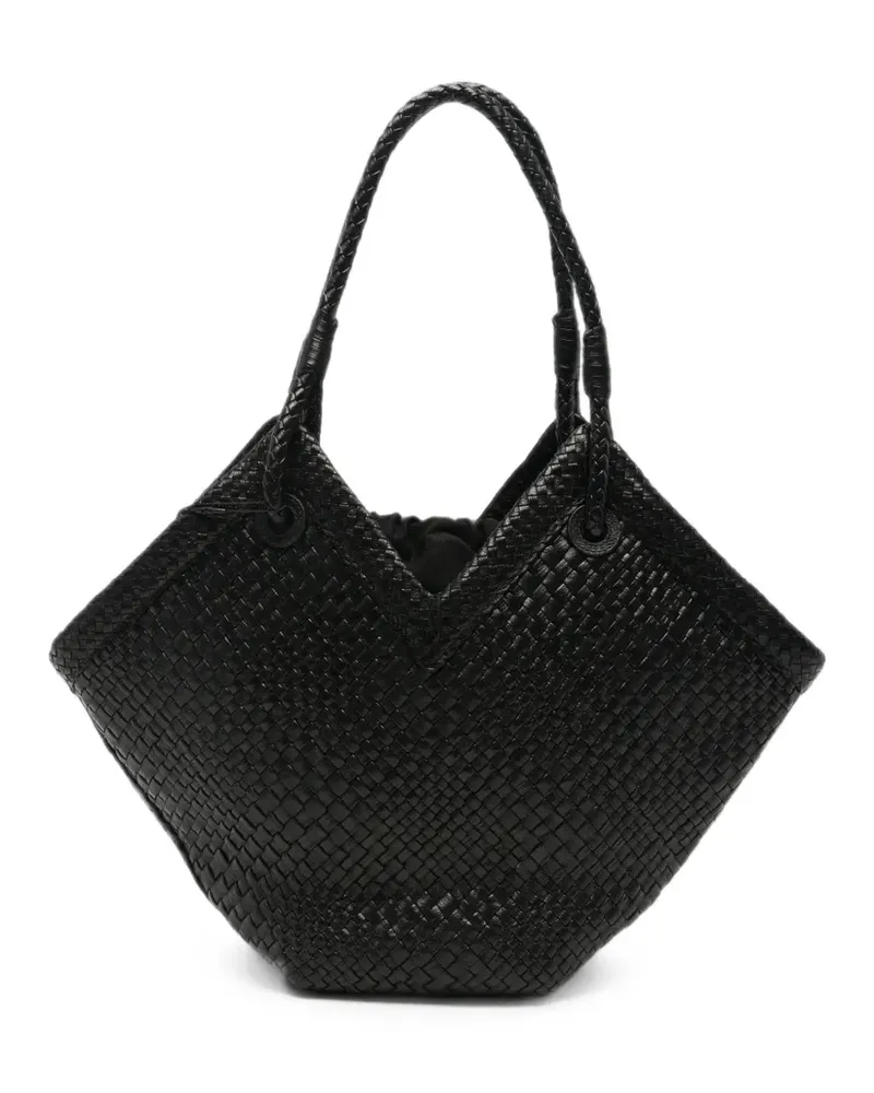 IBELIV Mittelgroße Trinity Tote Bag aus gewebtem Leder - Schwarz Schwarz