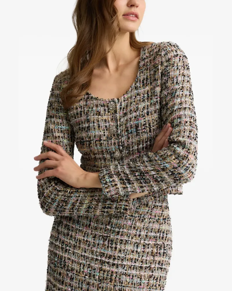 ST. JOHN Schillernde Tweed-Jacke - Schwarz Schwarz