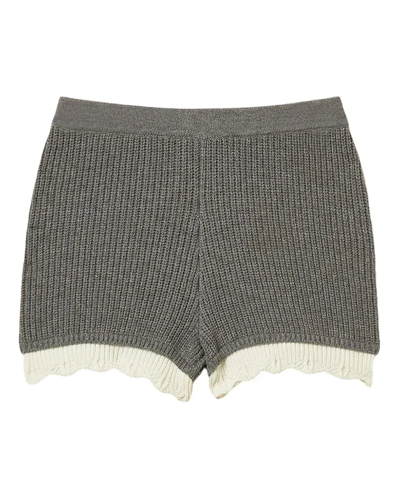 Twin-Set Gestrickte Shorts mit Wellensaum - Grau Grau