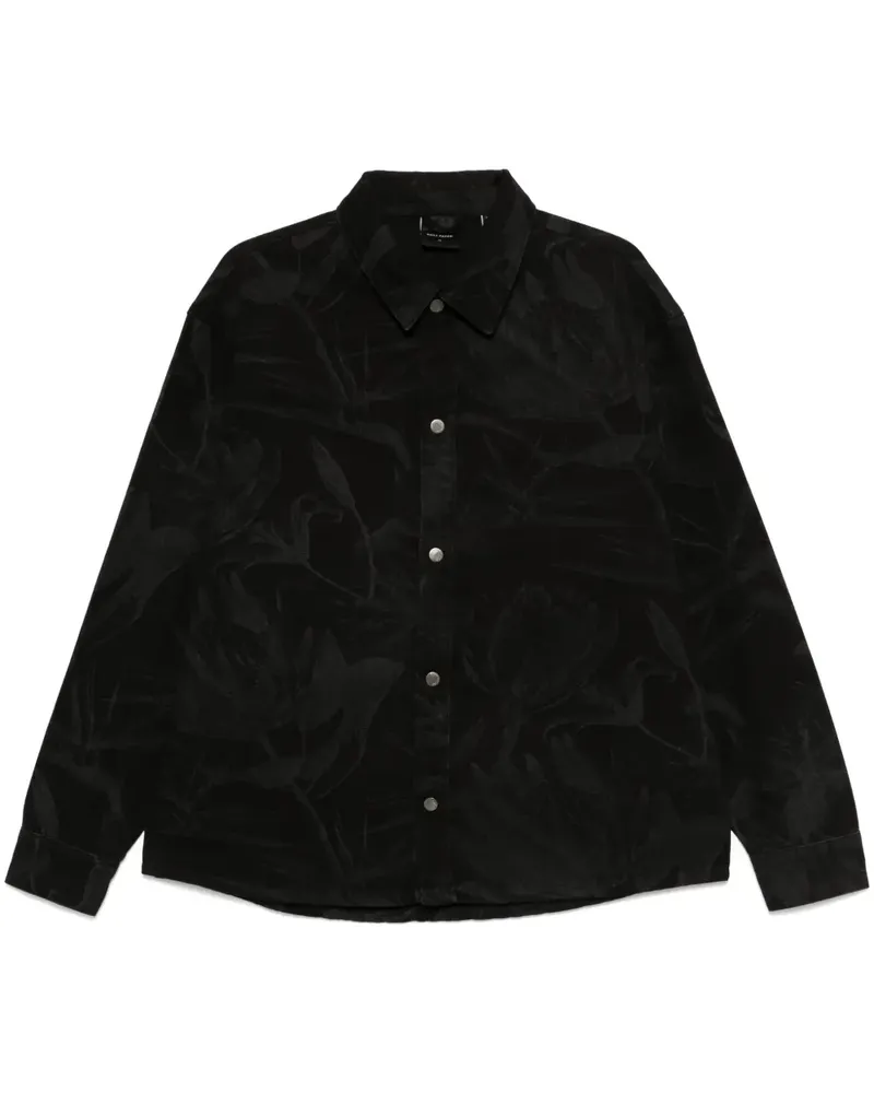 Daily Paper Jeanshemd mit Blumen-Laser - Schwarz Schwarz