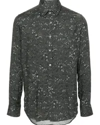 Canali Twill-Hemd mit Blumen-Print Grau