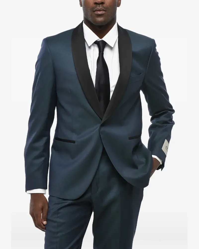 Corneliani satin shawl-lapel suit - Blau Blau