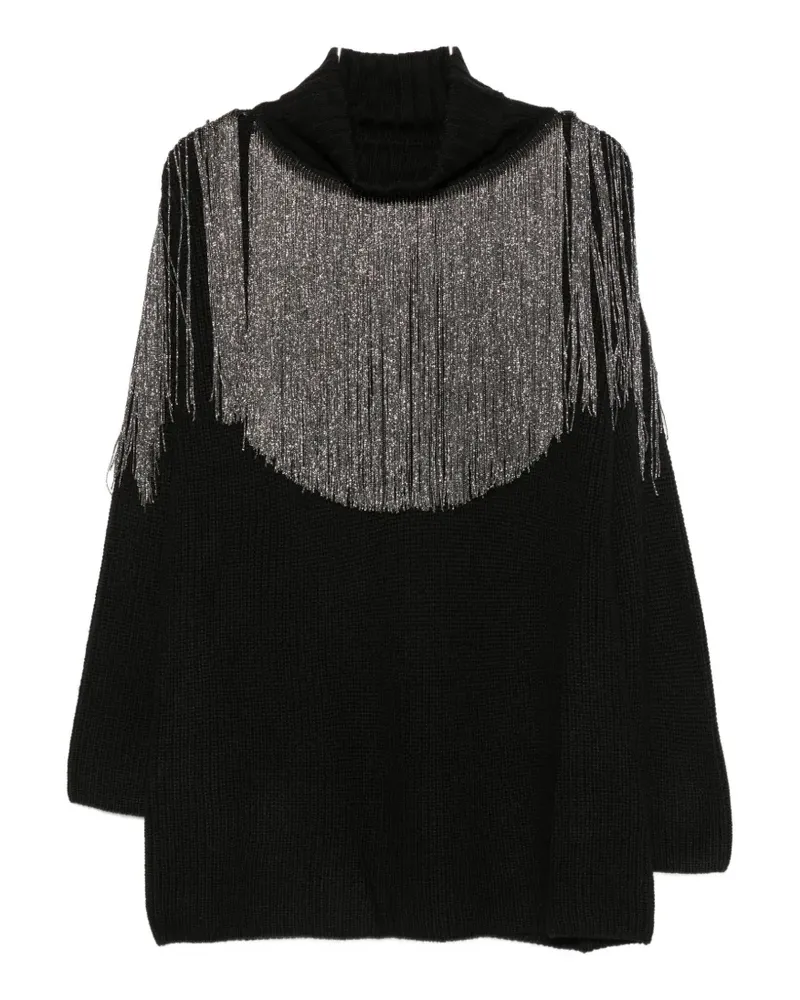 Pinko fringe-detail roll-neck knit - Schwarz Schwarz