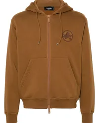 Dsquared2 logo-flocked zip-up hoodie Braun