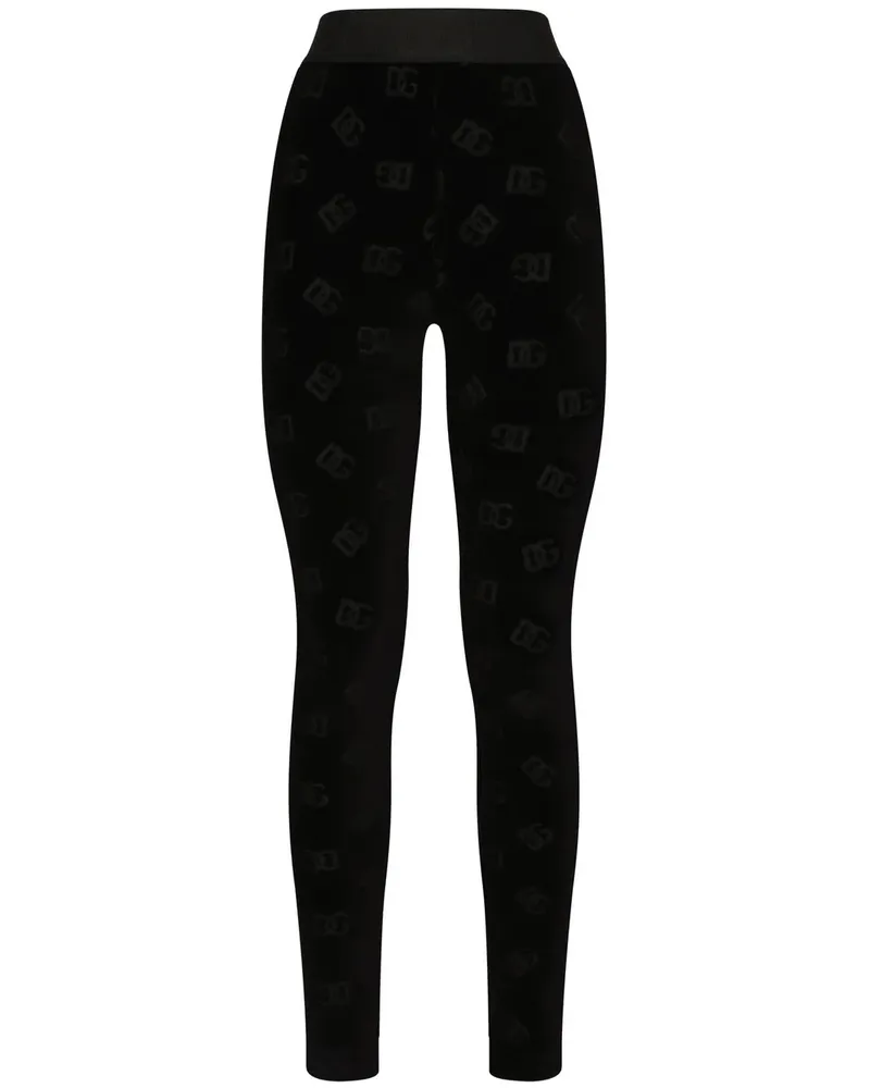 Dolce & Gabbana Leggings mit beflocktem Logo - Schwarz Schwarz