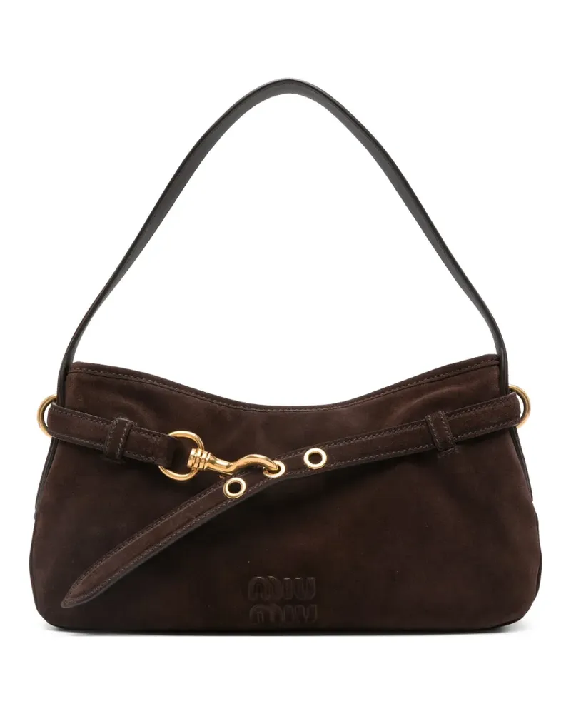 Miu Miu Wildleder-Schultertasche mit Hakenverschluss - Braun Braun