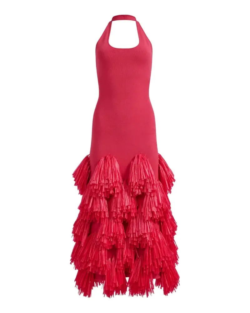 Aje. Elva raffia-knit midi dress - Rosa Rosa