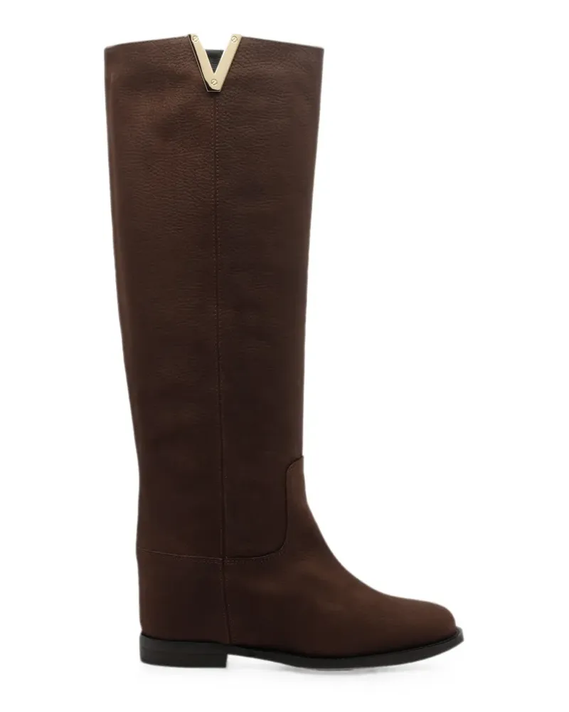 Via Roma 15 Stiefel mit Logo-Schild - Braun Braun