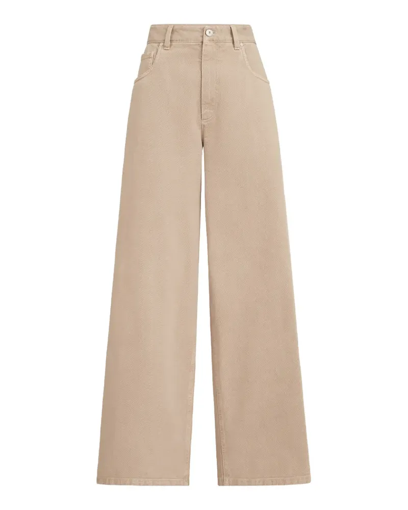 Brunello Cucinelli Dyed denim relaxed trousers with monili - Nude Nude