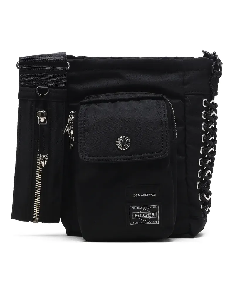 Toga Kuriertasche mit Applikation - Schwarz Schwarz