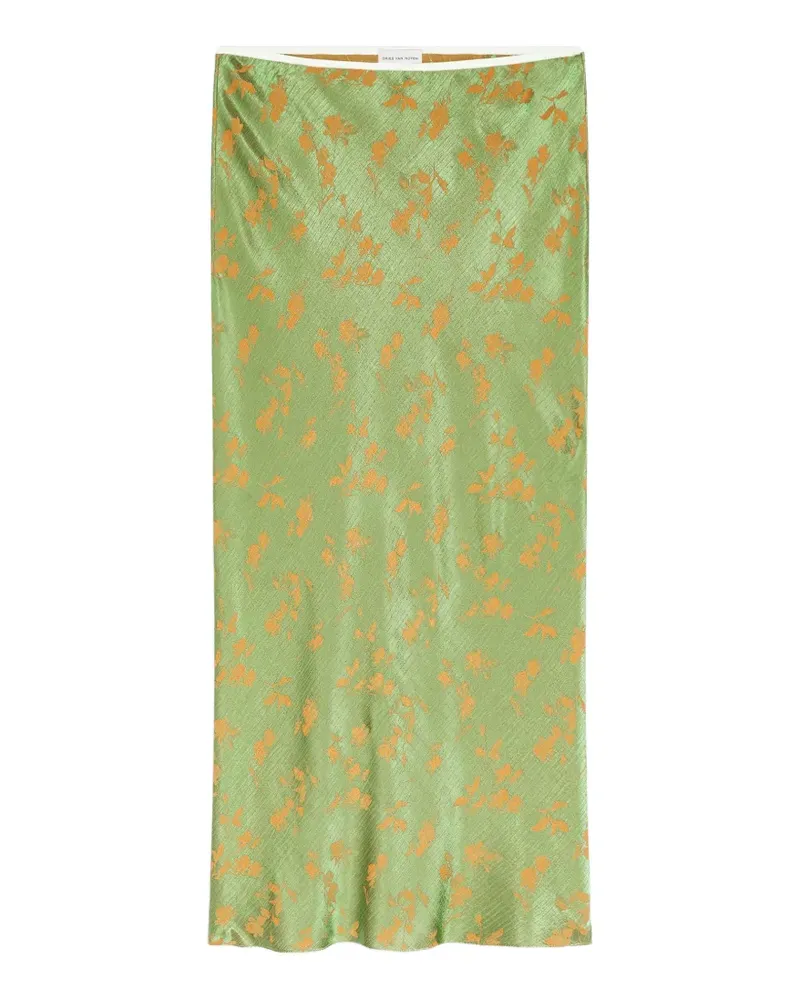 Dries van Noten Klassischer Jacquard-Midirock - Grün Grün