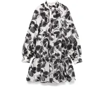 Gestuftes Minikleid aus Anemonen-Jacquard - Weiß