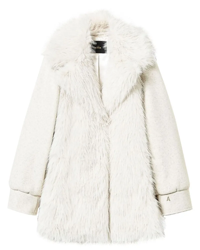 Twin-Set Mantel aus Faux Fur - Nude Nude