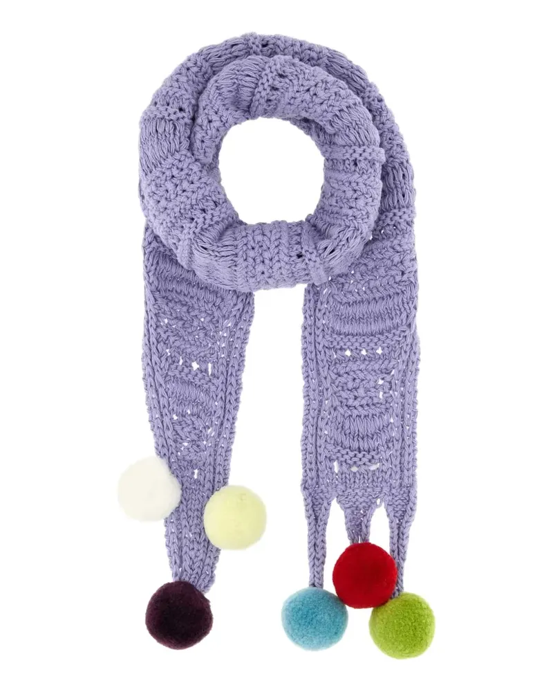 J.W.Anderson Gehäkelter Schal mit Pompons - Violett Violett