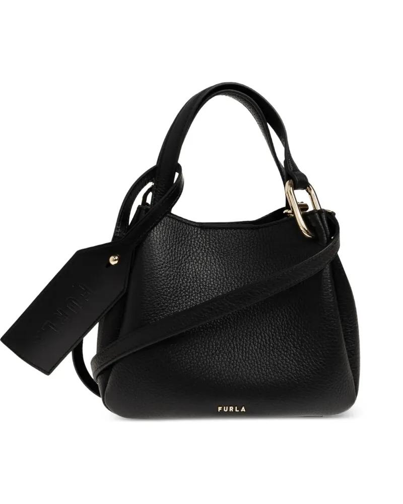 Furla mini Nuvola grained leather tote bag - Schwarz Schwarz