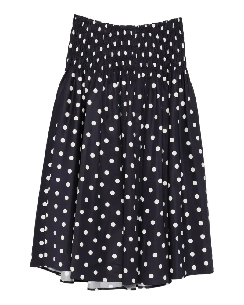 Maje polka-dot smocked-waist midi skirt - Blau Blau