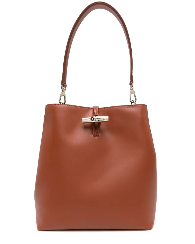 Longchamp Mittelgroße Le Roseau Schultertasche - Braun Braun