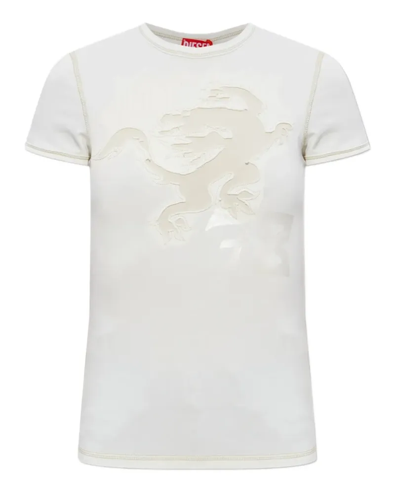 Diesel T-Uncuties-Longer-Aa1 T-Shirt mit Applikation - Weiß Weiß