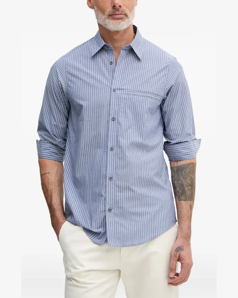 Armani Exchange vertical-stripe chest-pocket shirt - Blau Blau