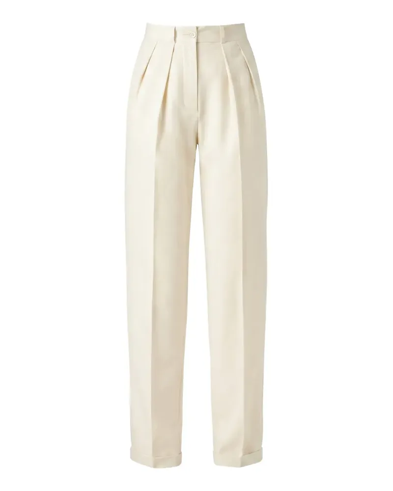 ALMAZ Classic  pleated turn-up trousers - Weiß Weiß