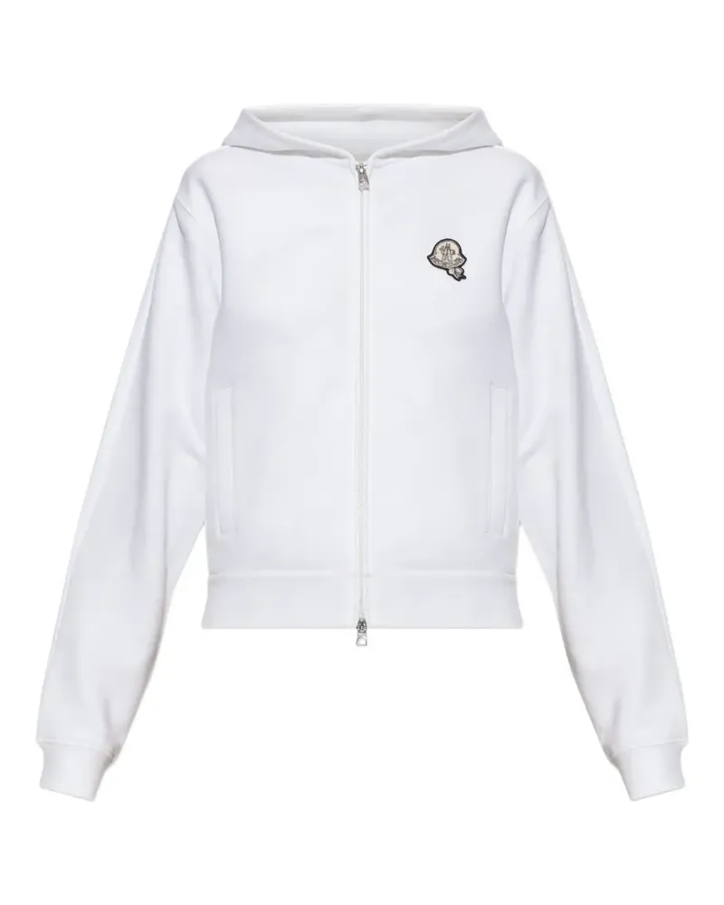 Moncler logo-patch zip-up hoodie - Weiß Weiß