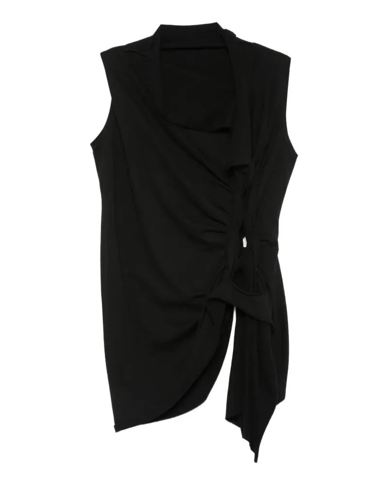 Yohji Yamamoto Drapiertes Top - Schwarz Schwarz