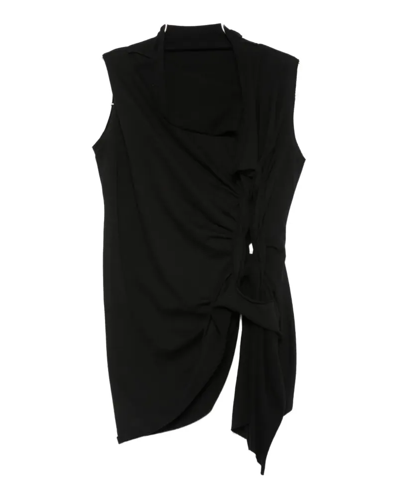 Yohji Yamamoto draped knot-detail top - Schwarz Schwarz