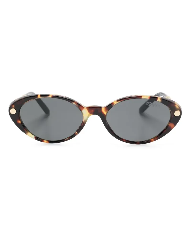 Versace Greca Sonnenbrille mit ovalem Gestell - Braun Braun