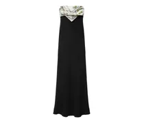 Trägerloses Marocaine Kleid aus Seidenkrepp - Schwarz