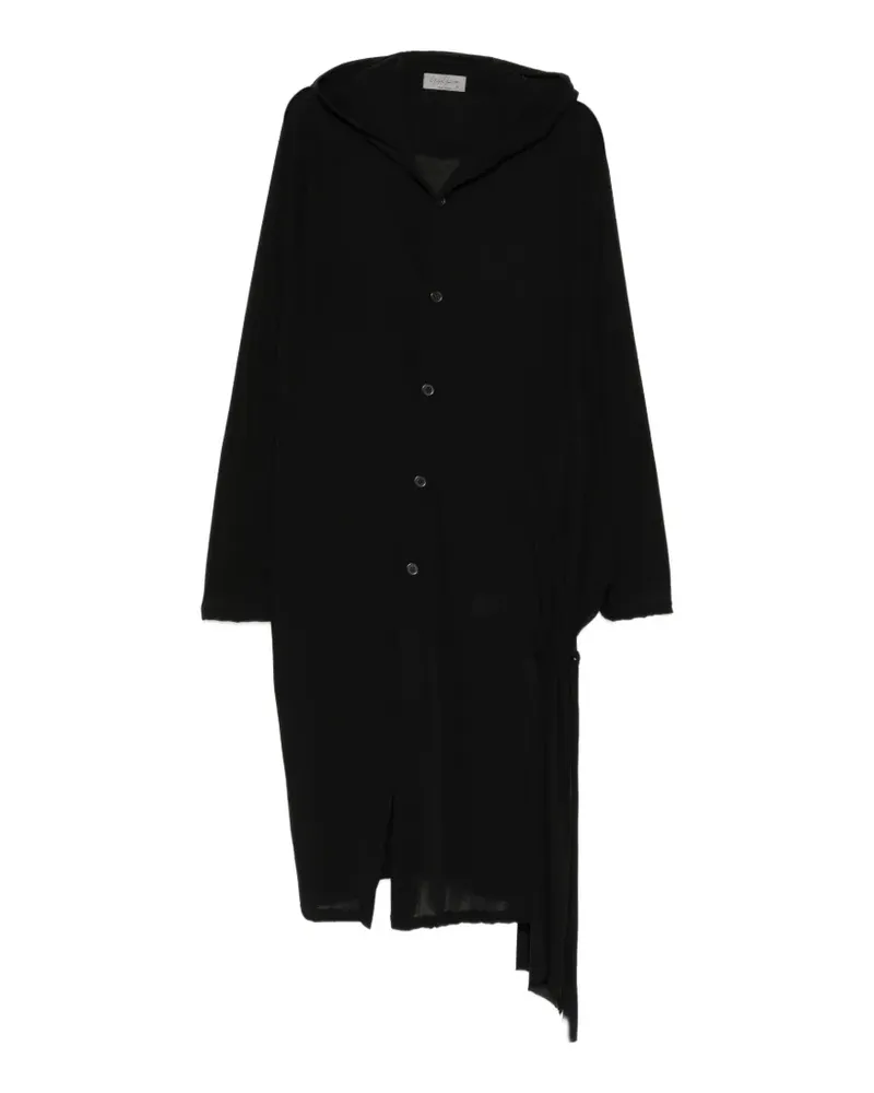 Yohji Yamamoto side-string hooded coat - Schwarz Schwarz