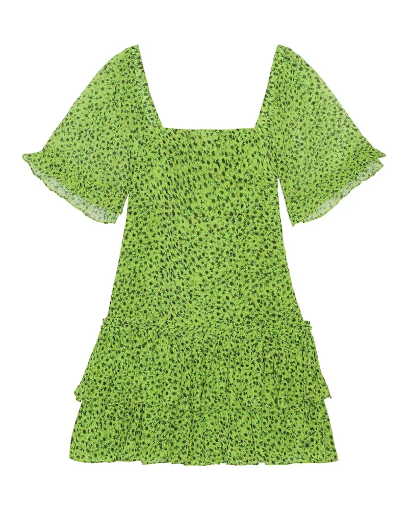 Ganni floral ruffled mini dress - Grün Grün